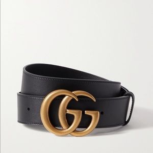 Gucci Double G Belt Gold and Black Leather